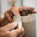 Ashraf Hanna at work in his studio 2019